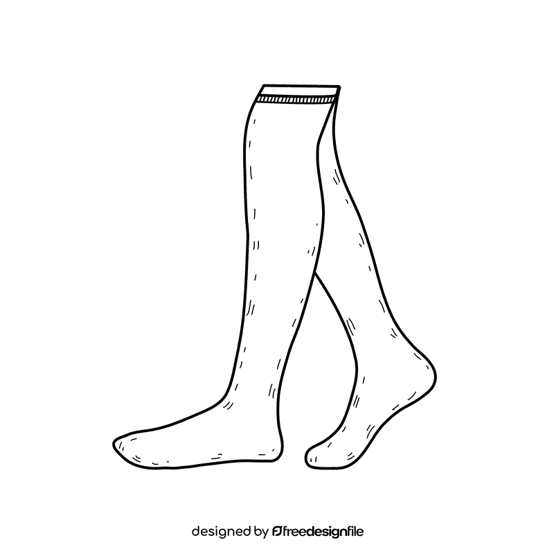 Over the knee sock black and white clipart