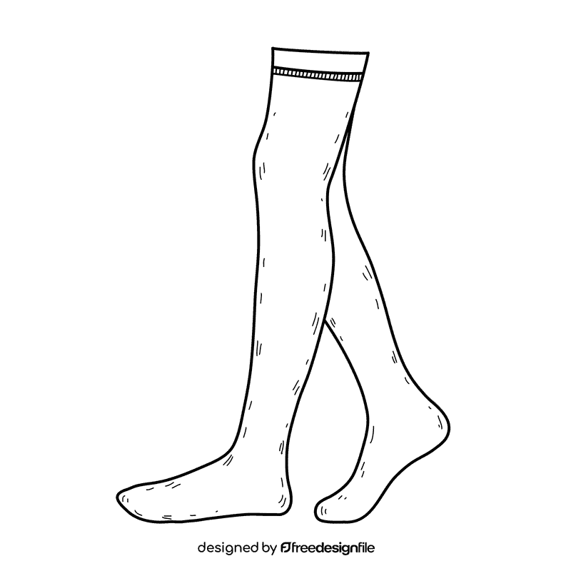 Thigh high sock black and white clipart