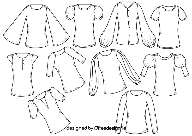 Women blouse by sleeves black and white vector