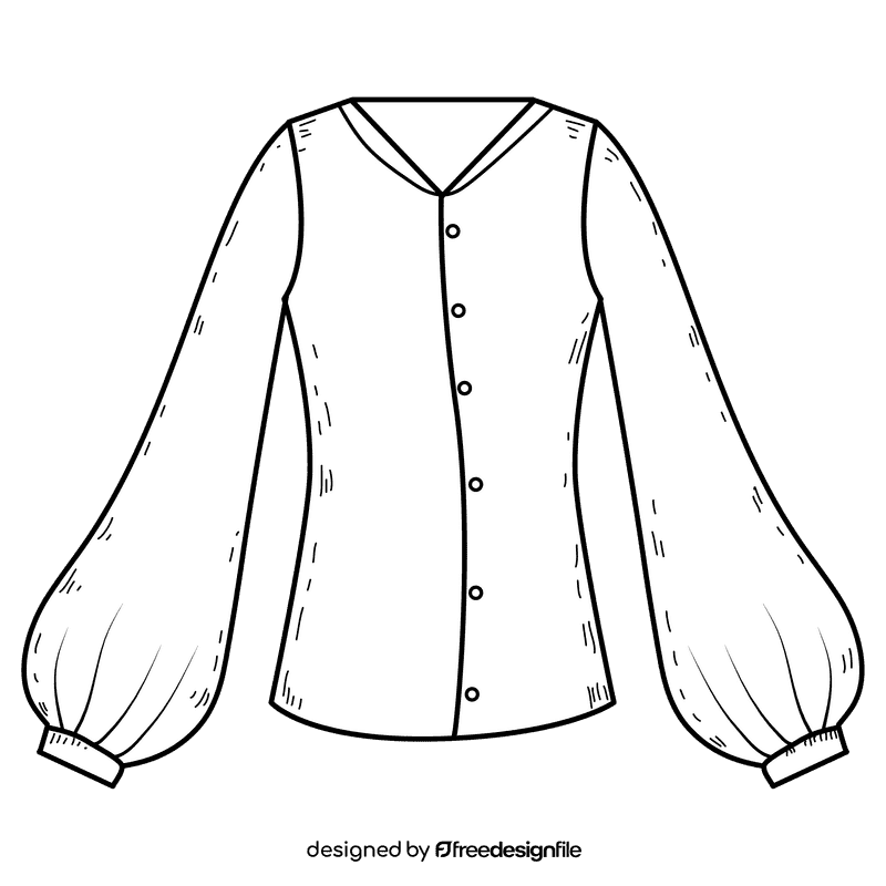 Bishop sleeve blouse black and white clipart
