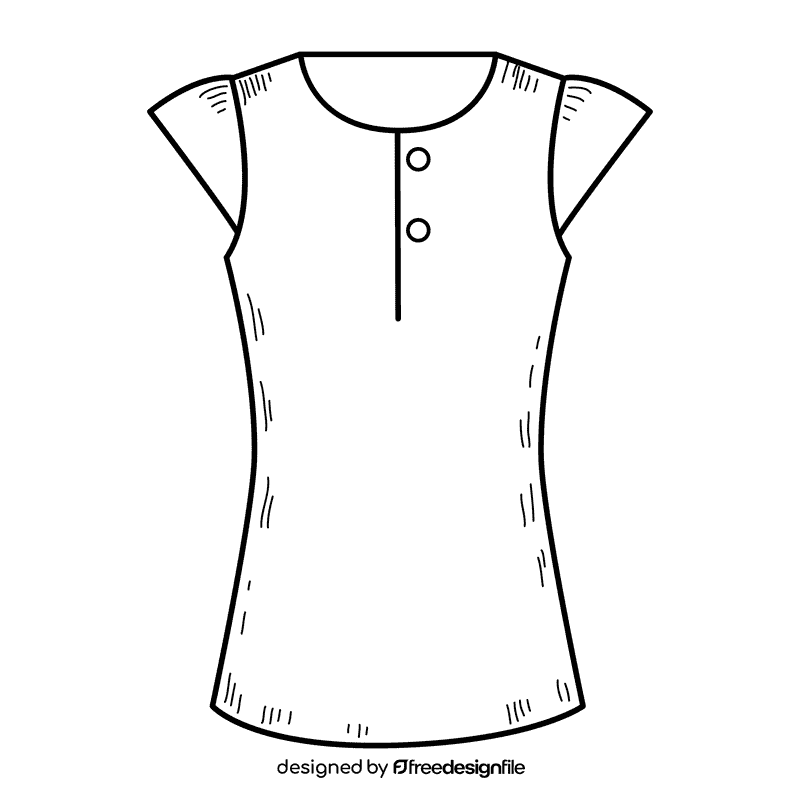 Cap sleeve blouse black and white clipart