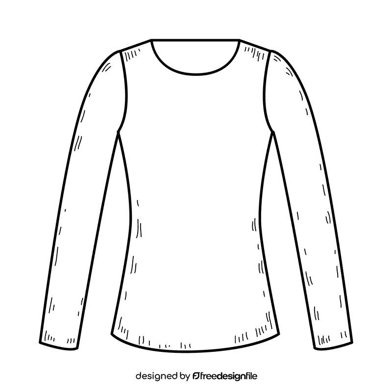 Long sleeve blouse black and white clipart