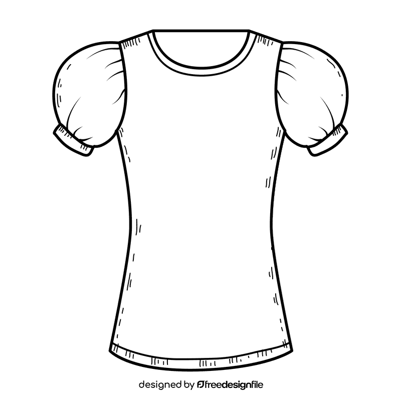 Puffed sleeve blouse black and white clipart