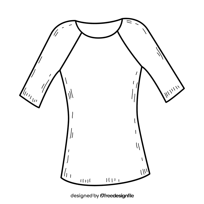 Raglan sleeve blouse black and white clipart