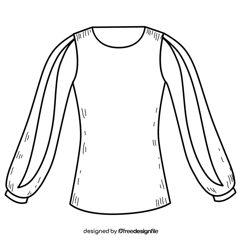 Split sleeve blouse black and white clipart