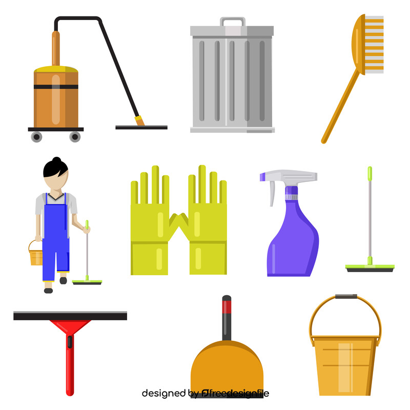 Janitor icons set vector