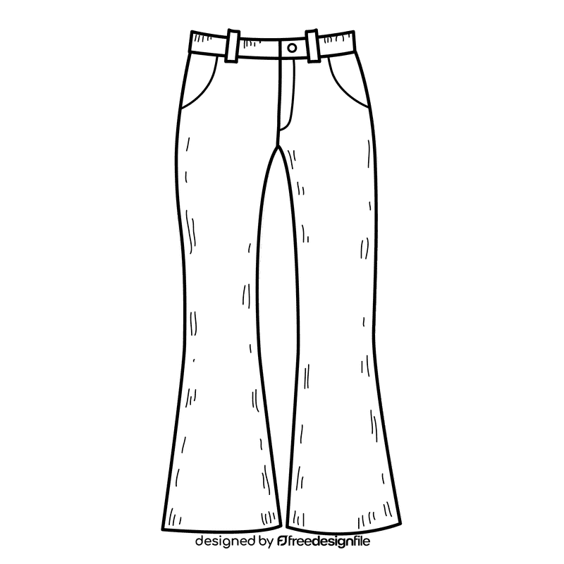 Women flare pant black and white clipart