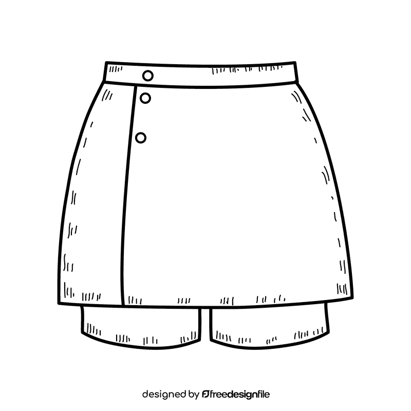 Women skort pant black and white clipart