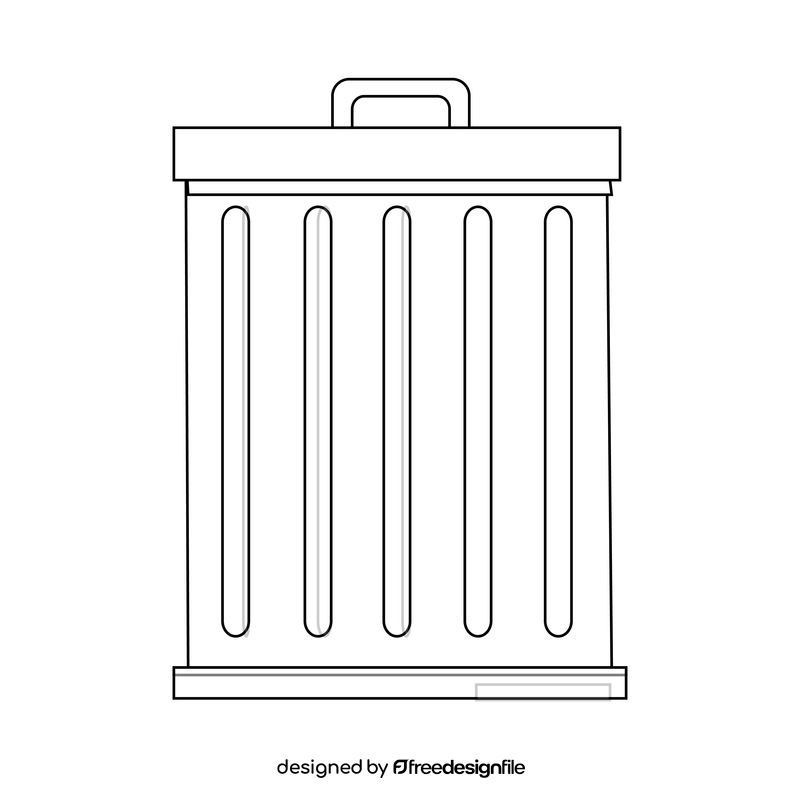 Trash can drawing black and white clipart