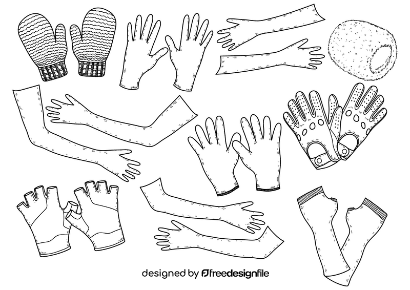Gloves black and white vector