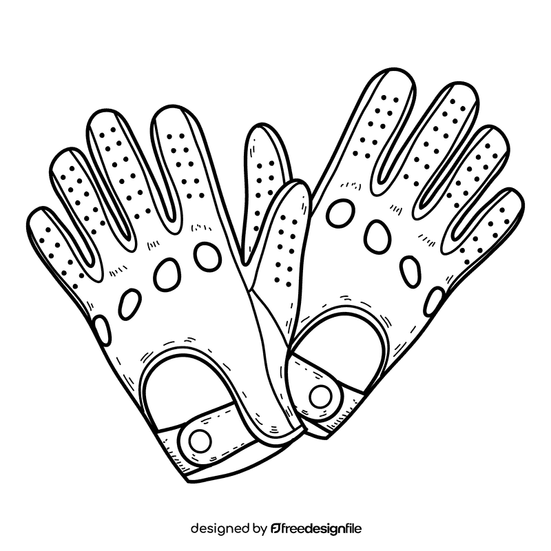 Driving gloves black and white clipart