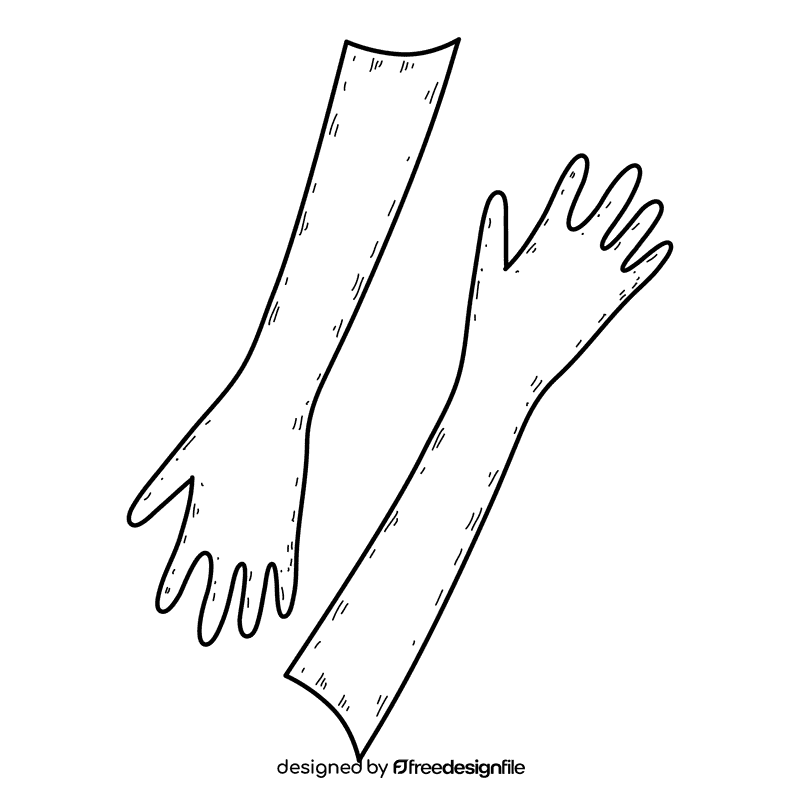Elbow gauntlet gloves black and white clipart