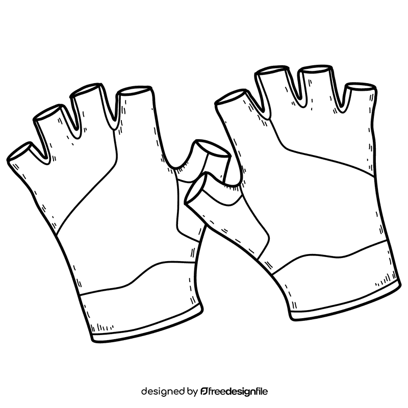 Half mitt gloves black and white clipart