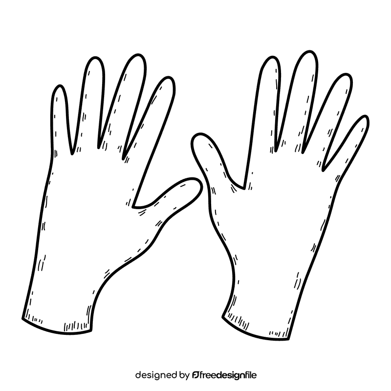 Short gloves black and white clipart
