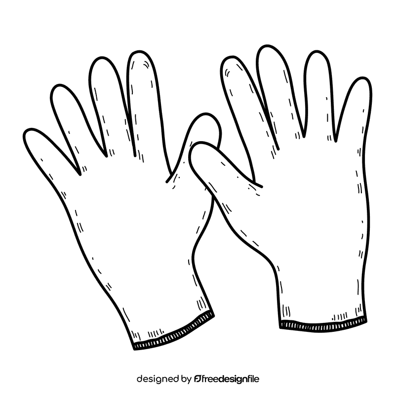 Working gloves black and white clipart