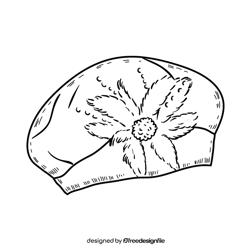 Women beret hat black and white clipart