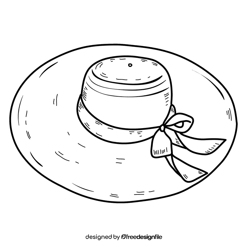 Women summer hat black and white clipart