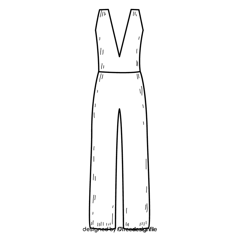 Deep v neck jumpsuit black and white clipart