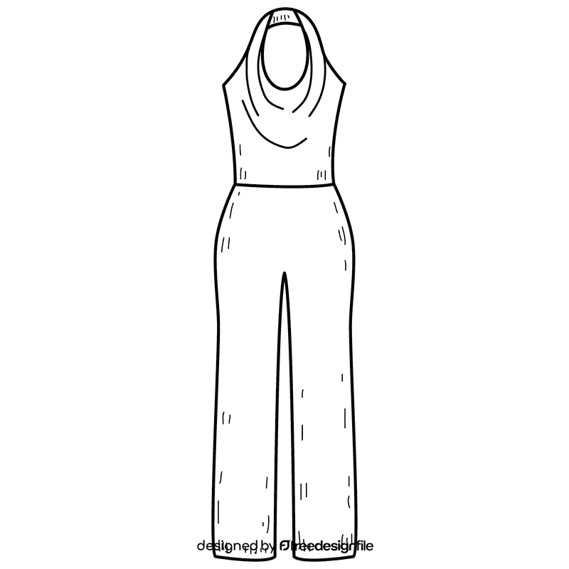 Halter neck jumpsuit black and white clipart