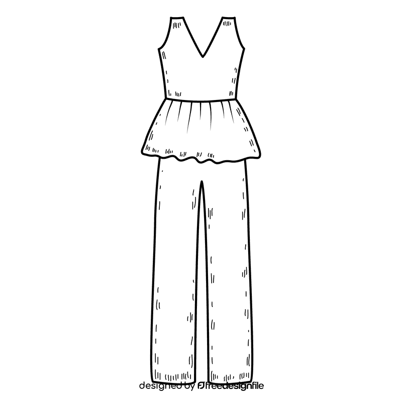 Peplum jumpsuit black and white clipart