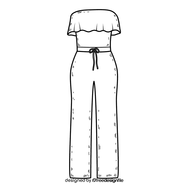 Ruffled jumpsuit black and white clipart