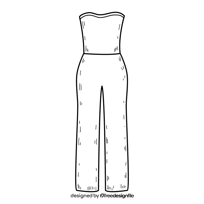 Strapless jumpsuit black and white clipart