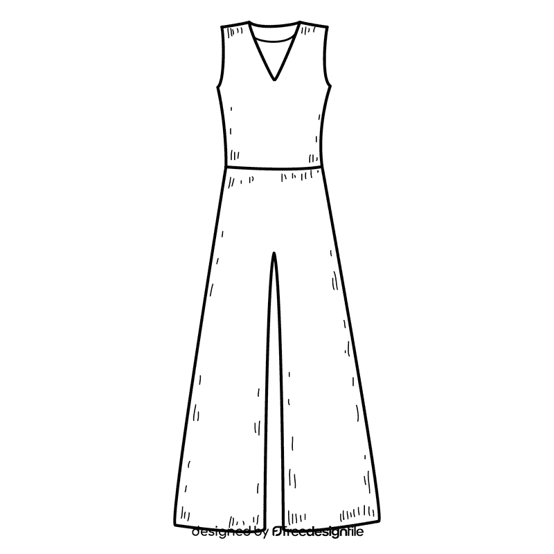 Wide leg jumpsuit black and white clipart