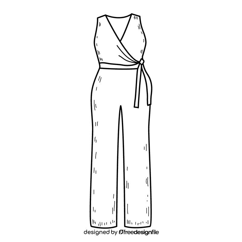 Wrap jumpsuit black and white clipart