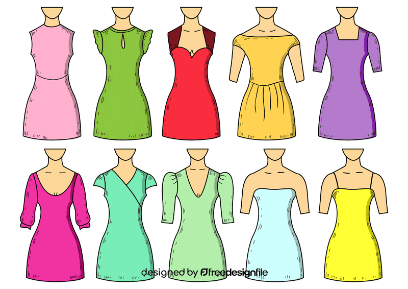 Women gown necklines vector