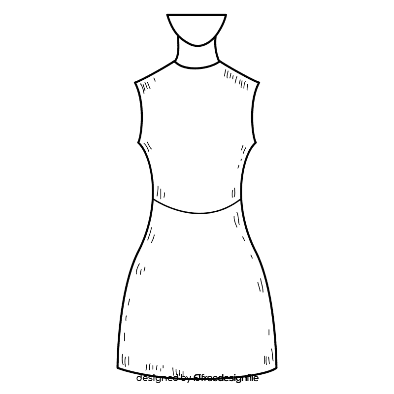 High neck gown black and white clipart