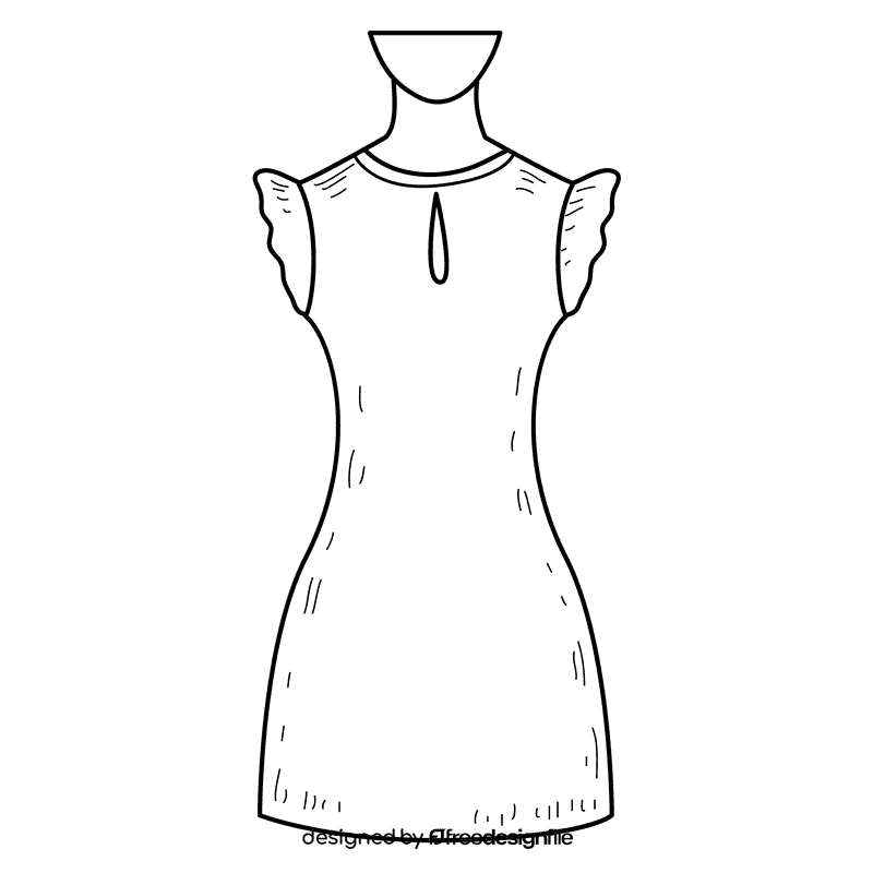 Keyhole neck gown black and white clipart