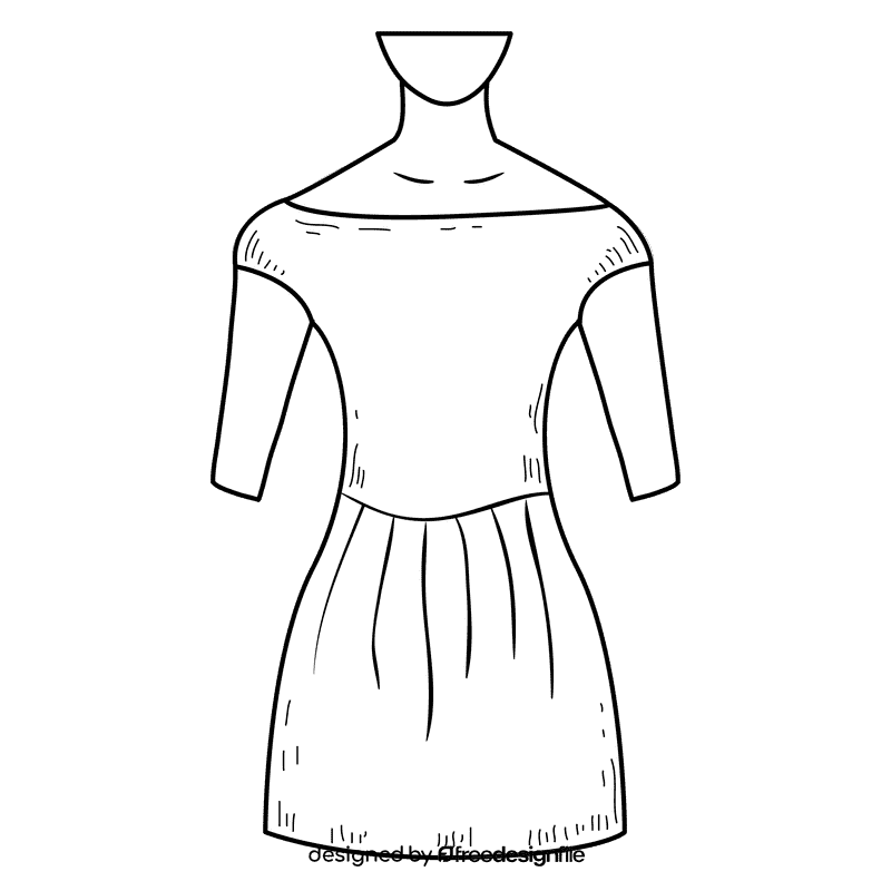 Off shoulder neck gown black and white clipart