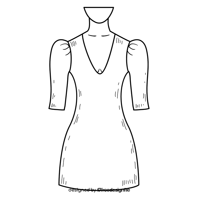 Plunging neck gown black and white clipart