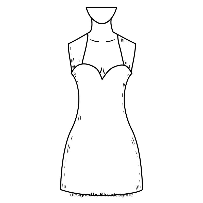Queen ann neck gown black and white clipart