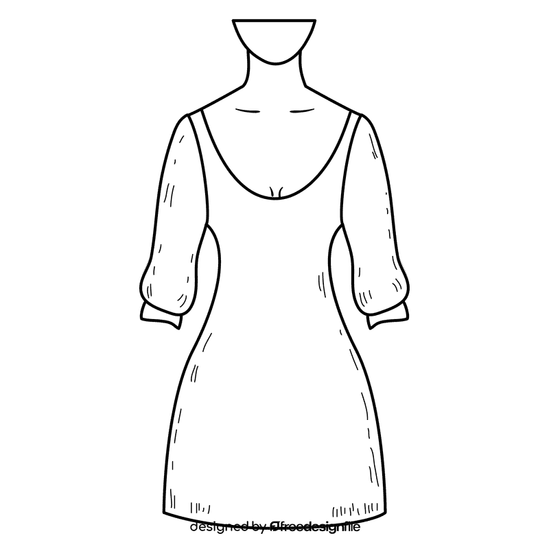 Scoop neck gown black and white clipart
