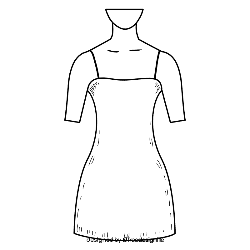 Spaghetti strap neck gown black and white clipart