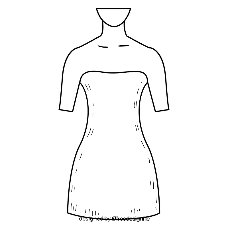 Strapless neck gown black and white clipart