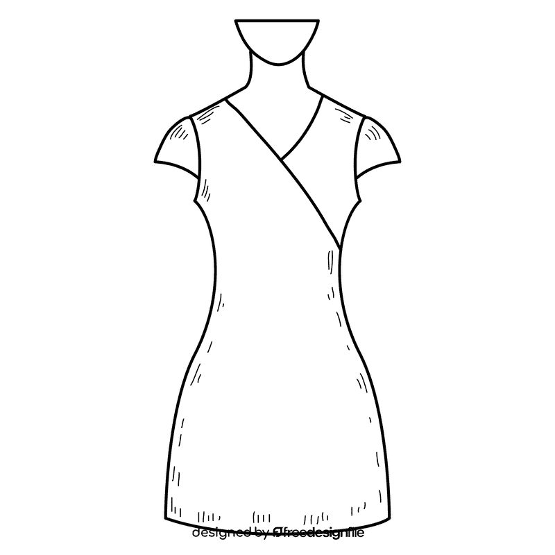Surplice neck gown black and white clipart