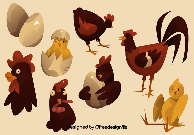 Chicken cartoon set vector
