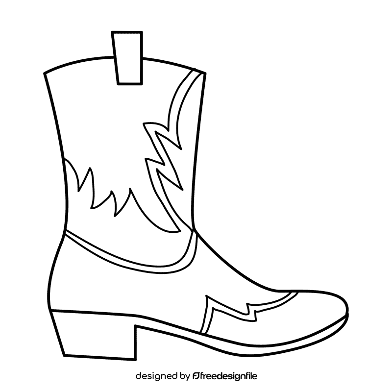 Cowboy boots black and white clipart