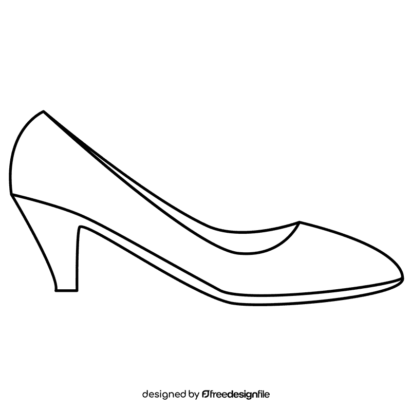 Kitten heel shoe black and white clipart