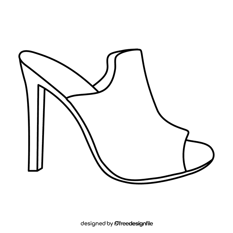Peep toe mule shoes black and white clipart