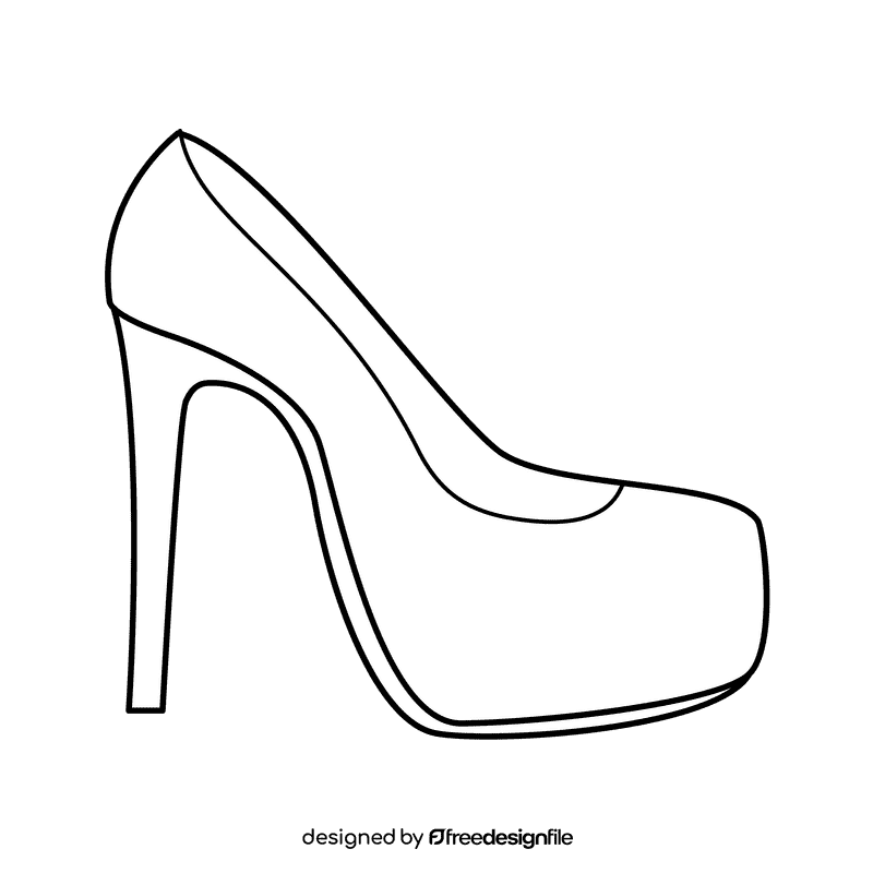 Platform heel shoe black and white clipart