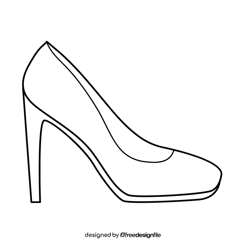 Pointed heel shoe black and white clipart
