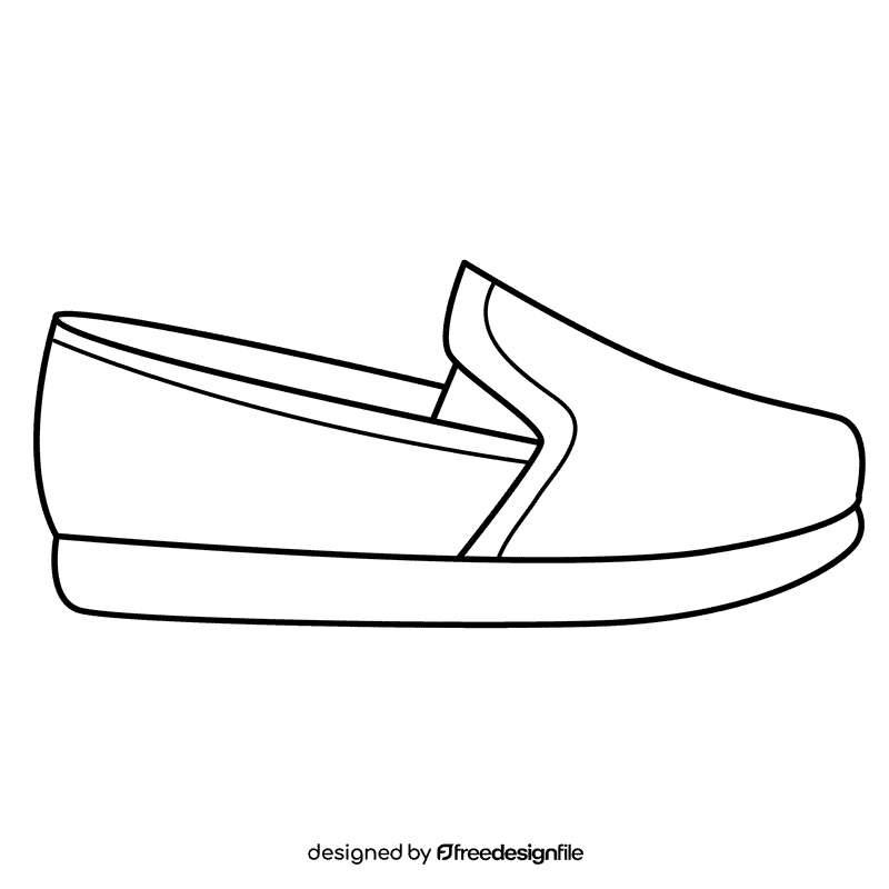 Slip on shoes black and white clipart