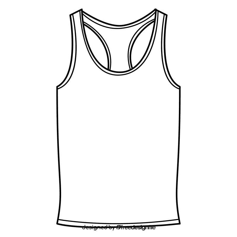 Athletic tank top black and white clipart