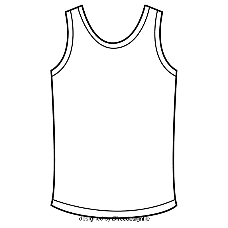 Basic tank top black and white clipart