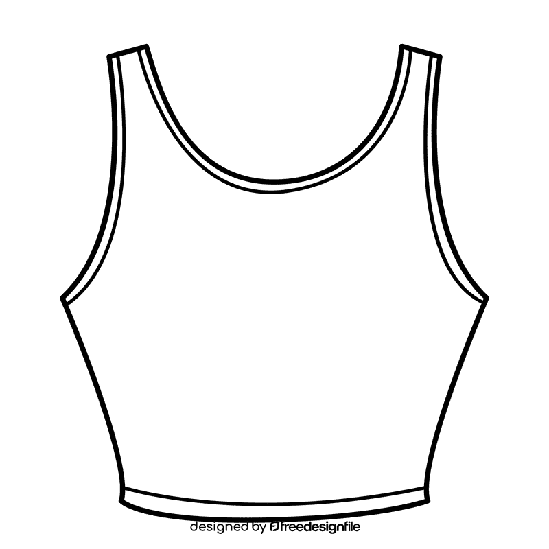 Crop tank top black and white clipart