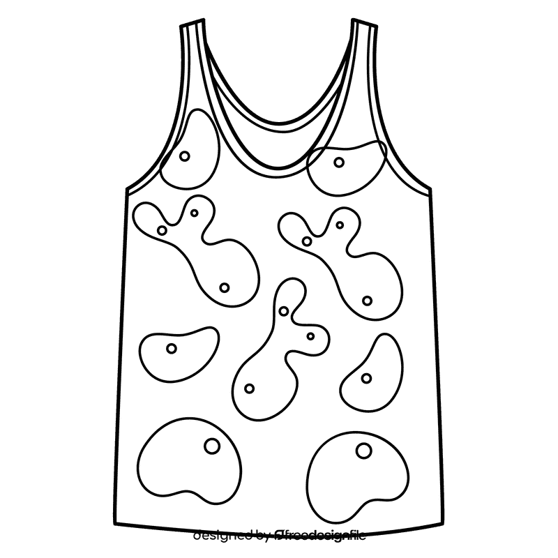 Printed tank top black and white clipart