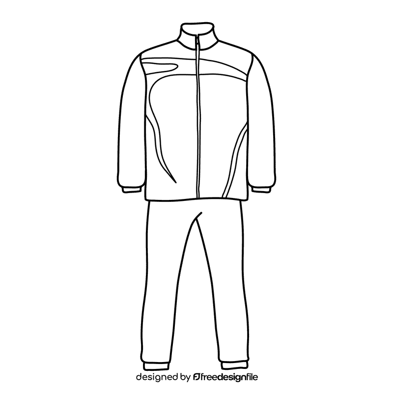 Black tracksuit black and white clipart